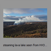 steaming lava lake seen from HVO viewpoint